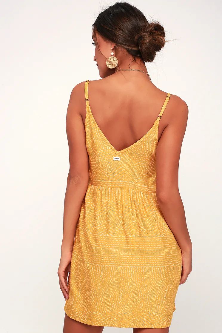 Nolan Mustard Yellow Print Dress | Lulus (US)