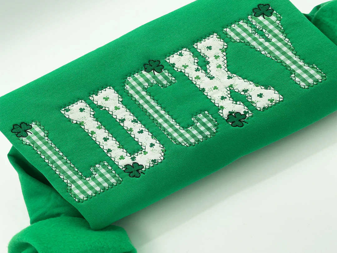 Lucky Embroidered Sweatshirt, Clover embroidery, St Patricks Day Sweatshirt, Saint Patrick's Pull... | Etsy (US)