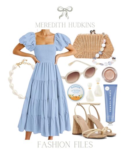 meredith hudkins, preppy, classic, timeless, woven clutch, sunglasses, moisturizer, wedding guest dress, ootd, lip balm nude heels, sam edelman, pearl earrings, work dress, summer fashion, spring fashion, ootd, work outfit, blue dress, lipstick, blush, sam edelman heels


#LTKfindsunder50 #LTKstyletip #LTKsalealert