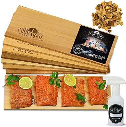 Grilling Planks Set - 8 Natural 100% Cedar Boards, Amazing Cedar Aroma, For Salmon, Shrimp, Fish, Ve | Amazon (US)