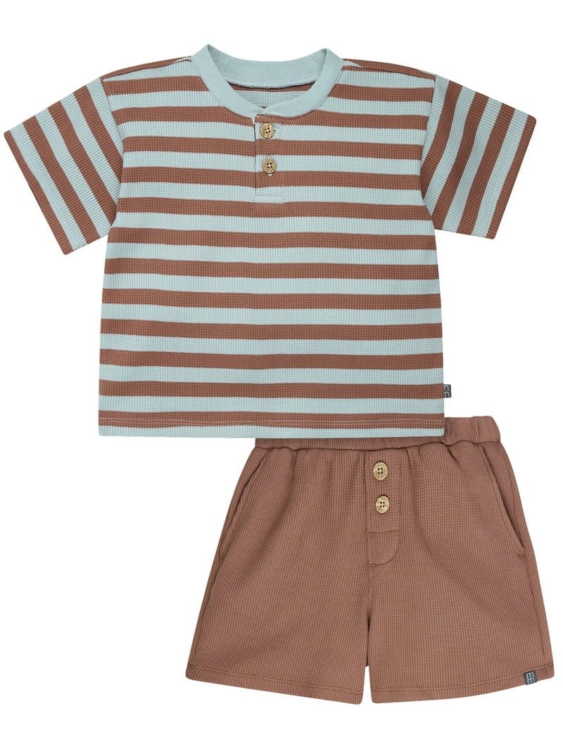 Modern Moments by Gerber Toddler Boy Henley Top and Short Outfit Set, 2-Piece, 12 Months - 5T | Walmart (US)