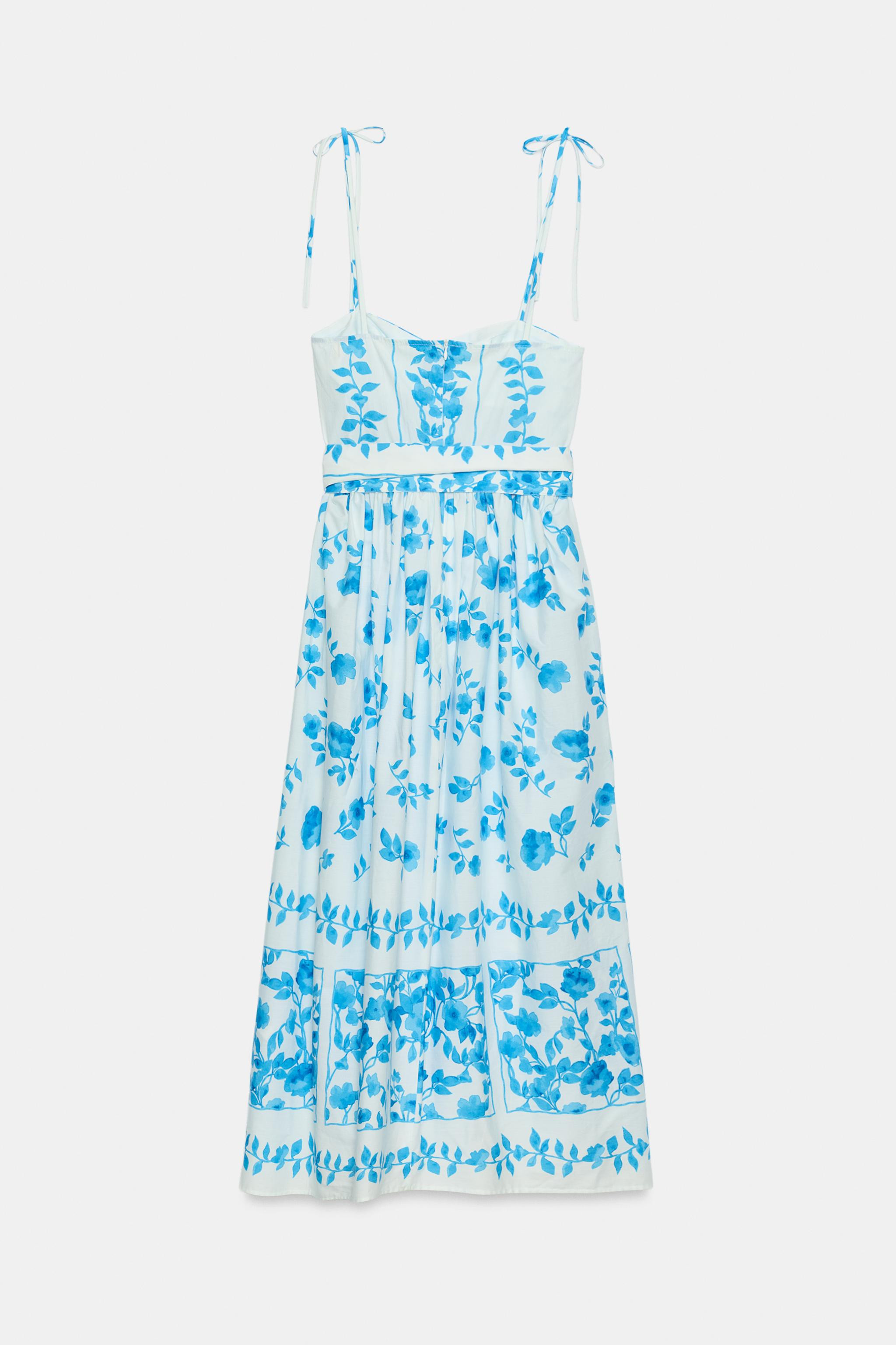 POPLIN PRINT MIDI DRESS | Zara US
