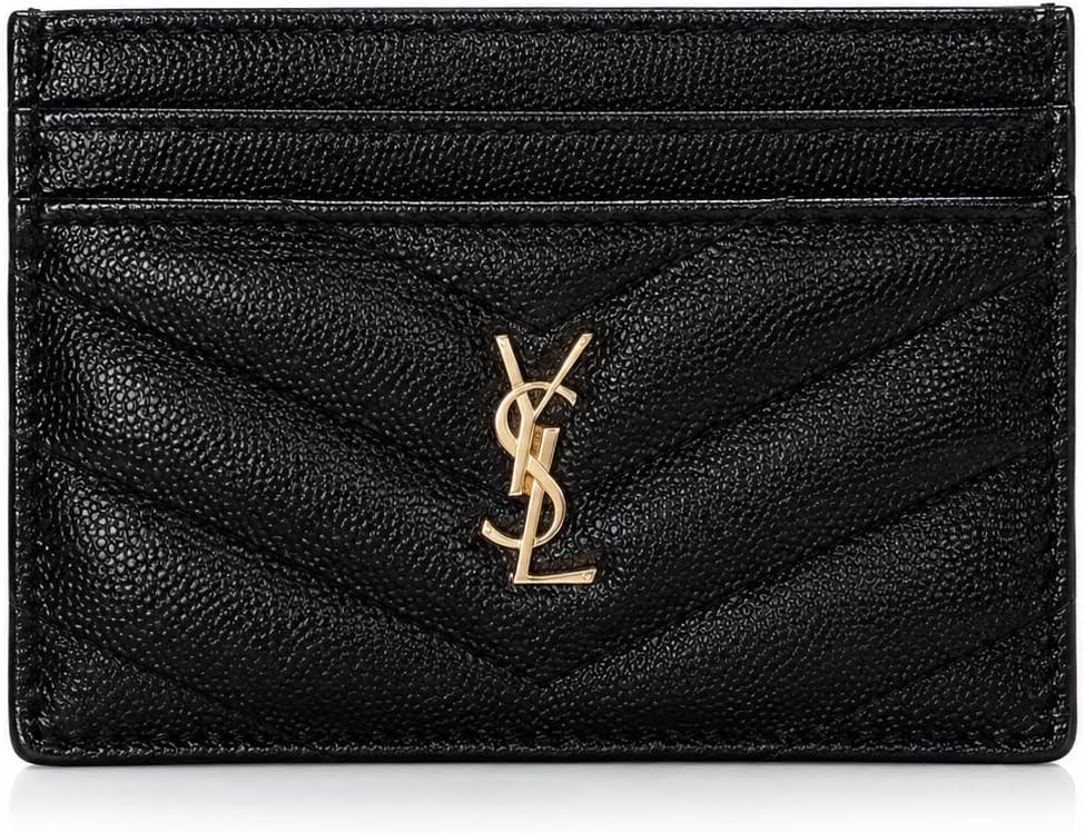 Leather Card Holder for Women, Slim Credit Card Wallet with Textured Finish and Gold-Tone Metal Accent, Compact Pocket Card Case for Credit Cards, ID and Business Cards | Amazon (US)
