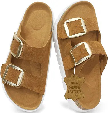 Genuine Leather Platform Sandals Wedge Chunky Platform Sandal-Women Sandals with EVA Memory Foam ... | Amazon (US)