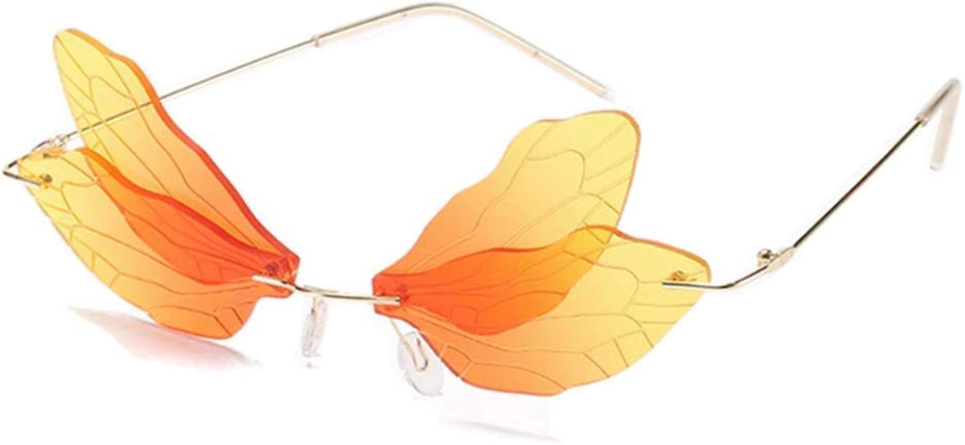 Dragonfly Wing Shape Sunglasses for Women/Men Frameless Irregular Glasses Shades Party Sun Glasse... | Amazon (US)