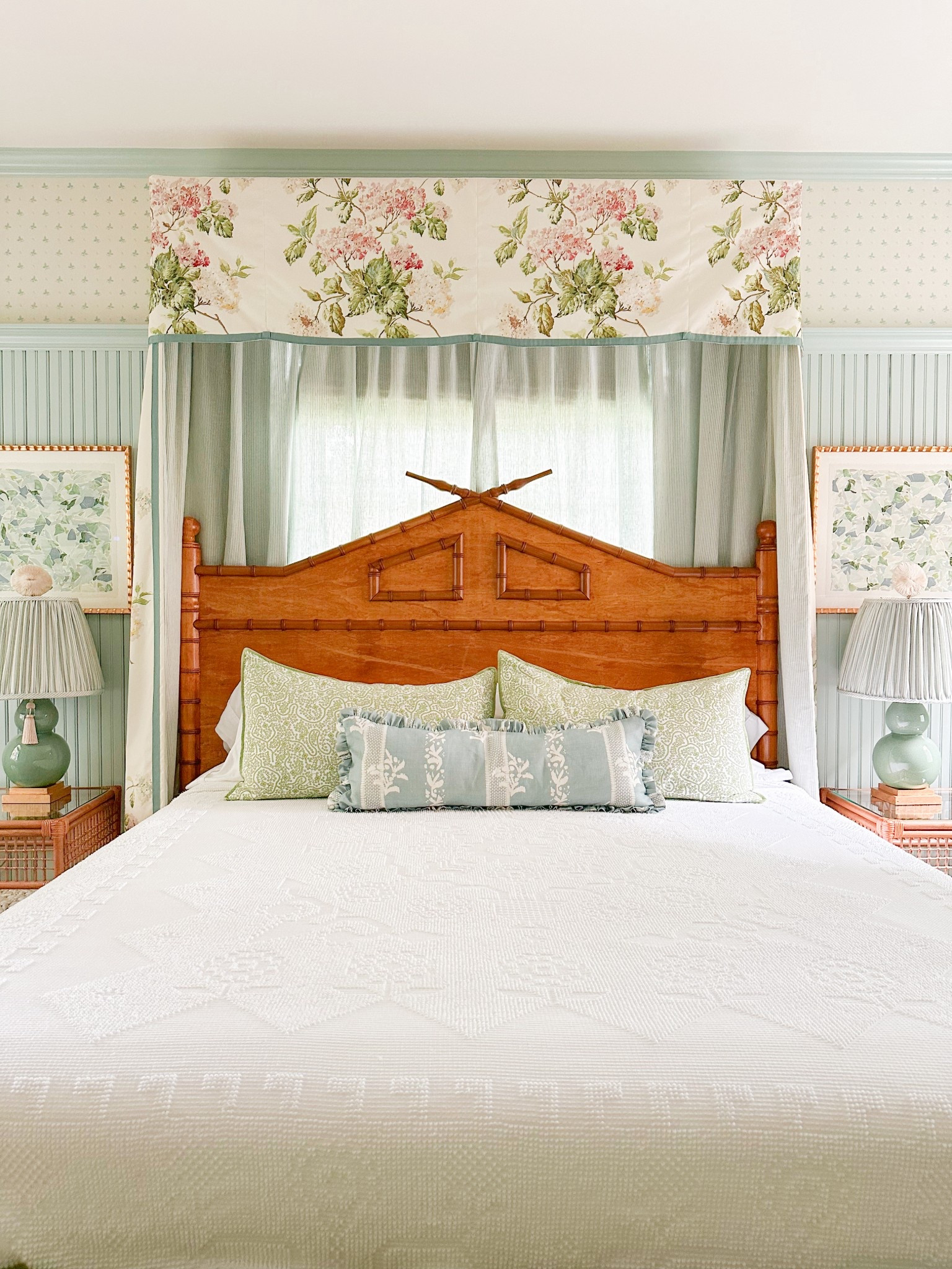 DIY headboard, bamboo headboard, wood turned bamboo headboard 