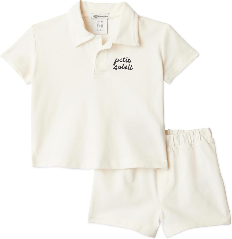 Amazon Essentials x Sofia Grainge Toddlers and Baby Boys' Cotton Pique Short Sleeve Shirt & Short... | Amazon (US)
