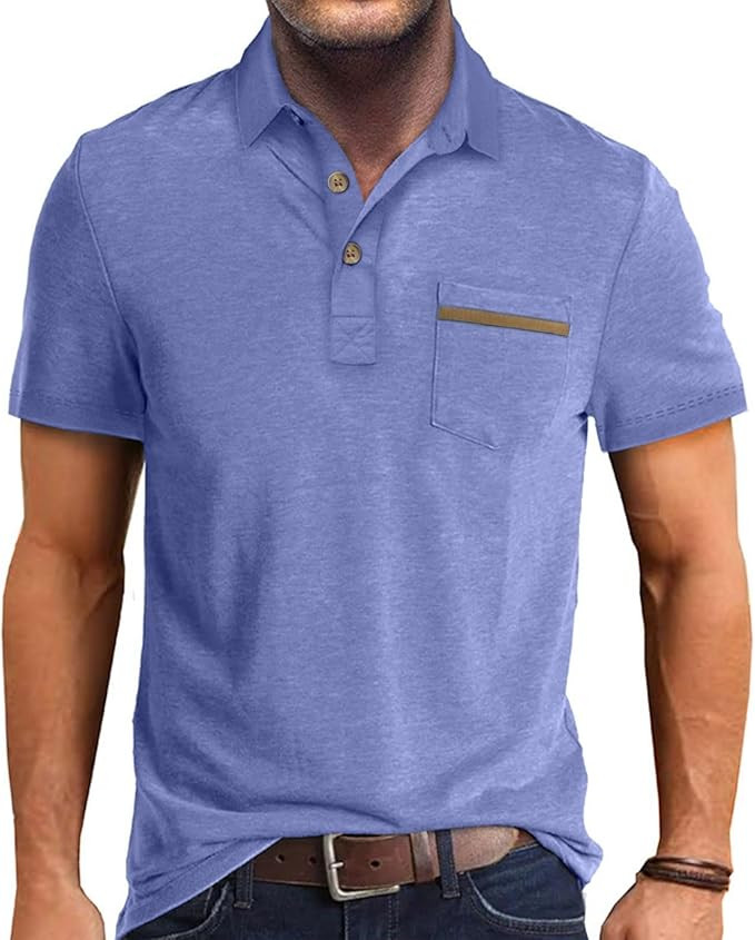 Men's Casual Polo Shirts Short Sleeve Summer Shirts Classic Collared Golf Shirt | Amazon (US)