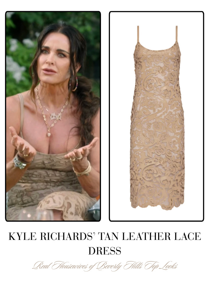 Kyle Richards' Tan Leather Lace Dress 

 