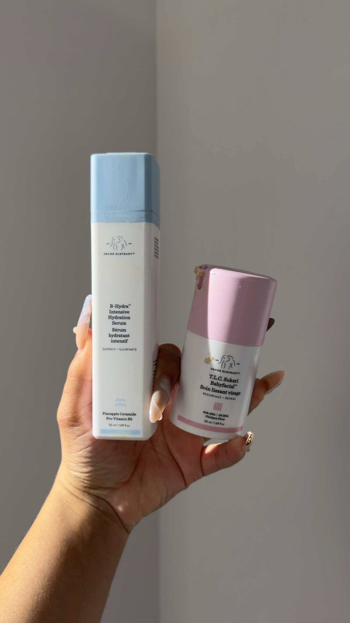 Drunk Elephant will always get the job done! The TLC Sukari Babyfacial is the best chemical exfoliate I’ve ever tried. I keep these on hand because they are the best when my skin needs a reset. It resurfaces skin, revealing improved texture and tone. It really sloughs off that layer of dead skin cells to reveal a more even and glowy tone.

B-Hydra serum is an intensive hydration serum, and I love using this on my chest and shoulders for added moisture. My tip is to mix b-hydra and c-firma and you’ll see exactly what I mean. A glowyx hydrated décolletage is how you do it!

#LTKBeauty #LTKFindsUnder100