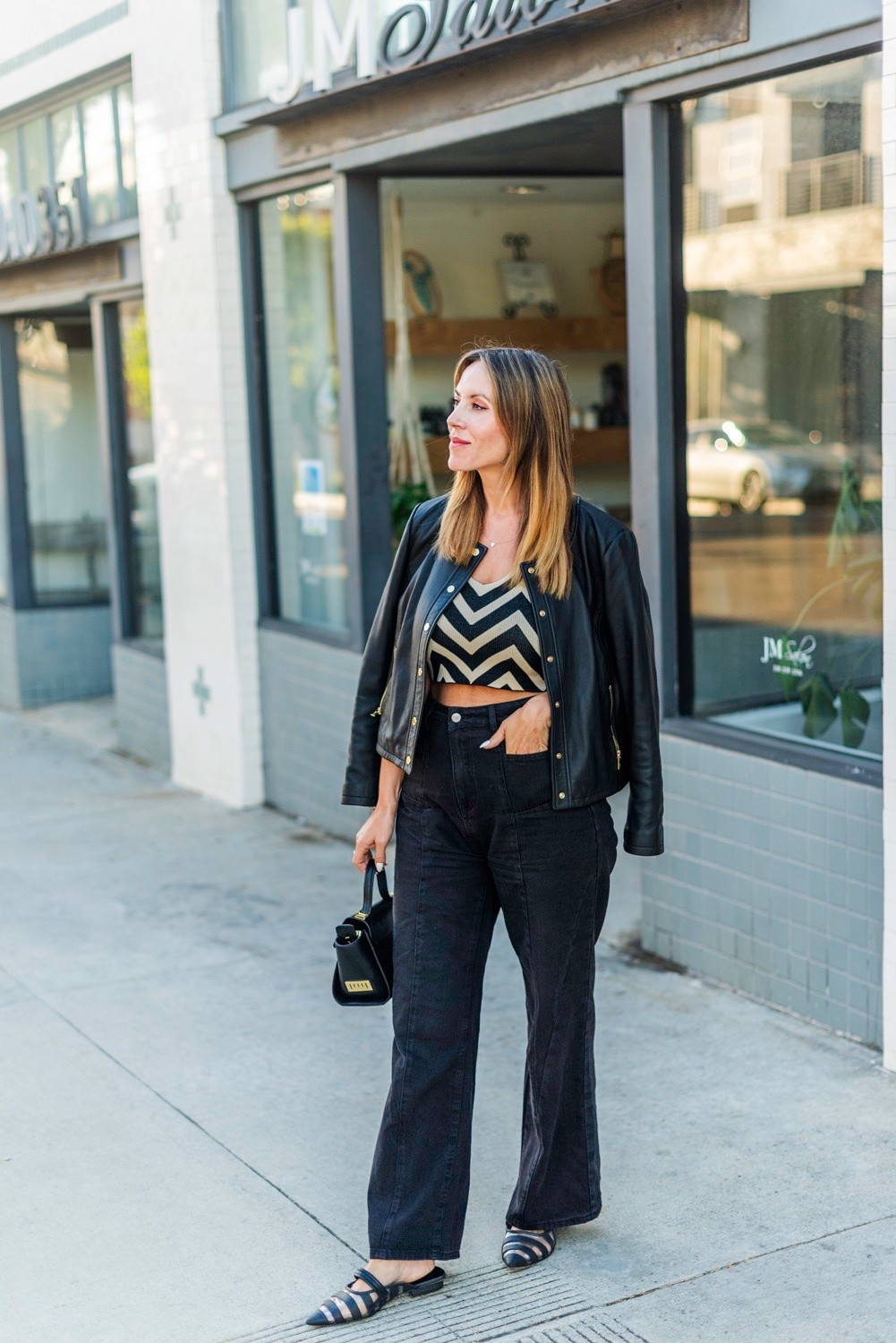 Black leather blazer is so versatile for work or play 

#LTKMidsize #LTKWorkwear #LTKOver40