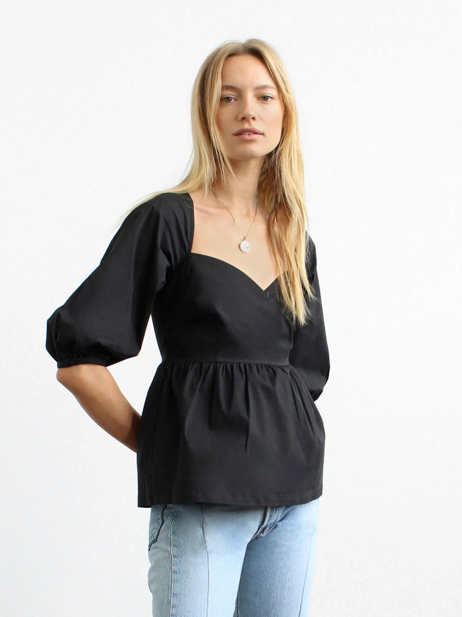 Tilda Puff Sleeve Poplin Top | Verishop