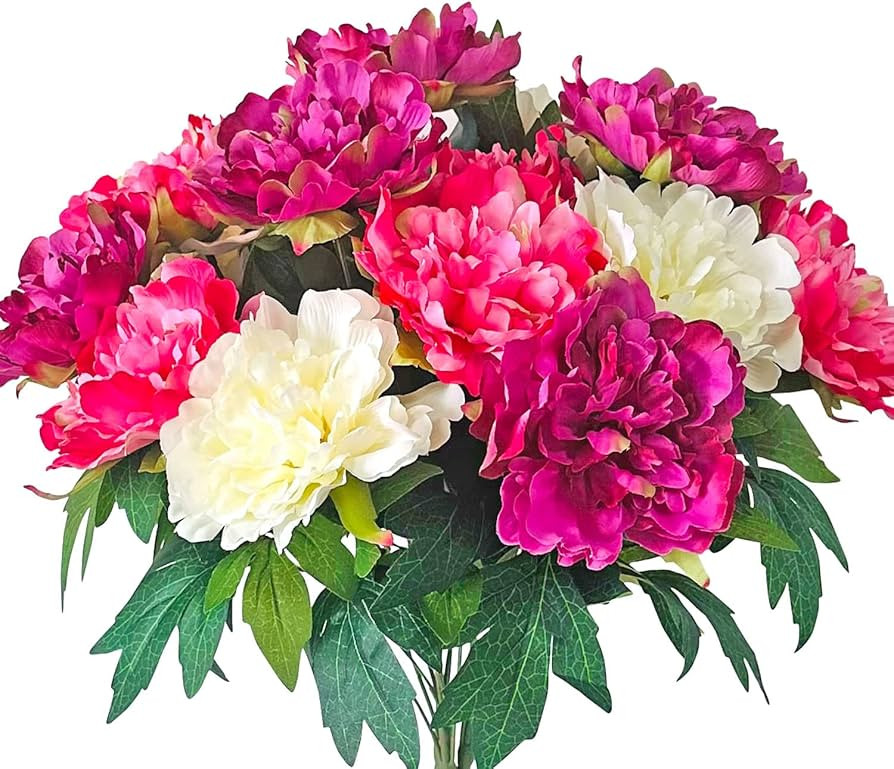 Artificial Peony Flowers 4 Bouquet Silk Peony Flower Home Office Wedding Party Silk Flower Arrang... | Amazon (US)