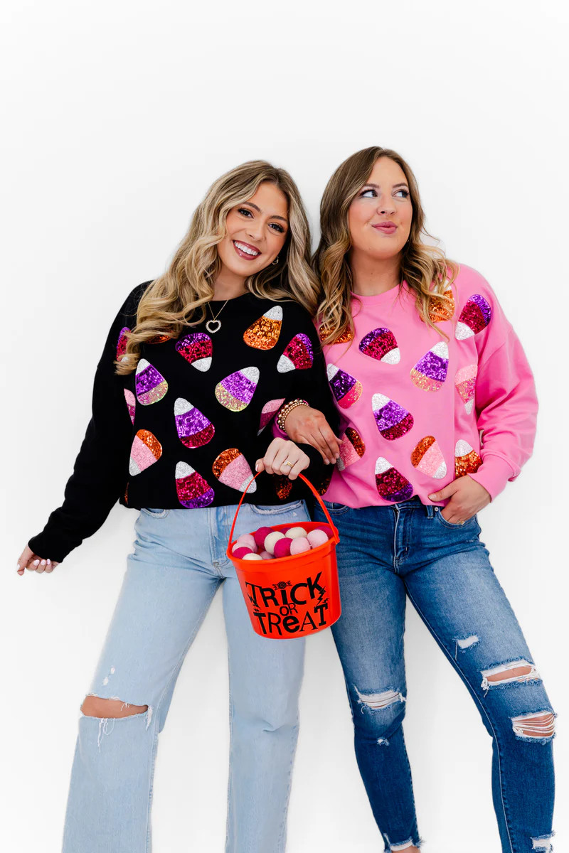 Candy Corn Sequin Embellished Sweatshirt | Whiskey Darling Boutique