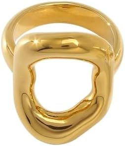 Kokoma Hollow Oval Shaped Chunky Statement Ring for Women Stainless Steel Irregular Thick Chunky ... | Amazon (US)