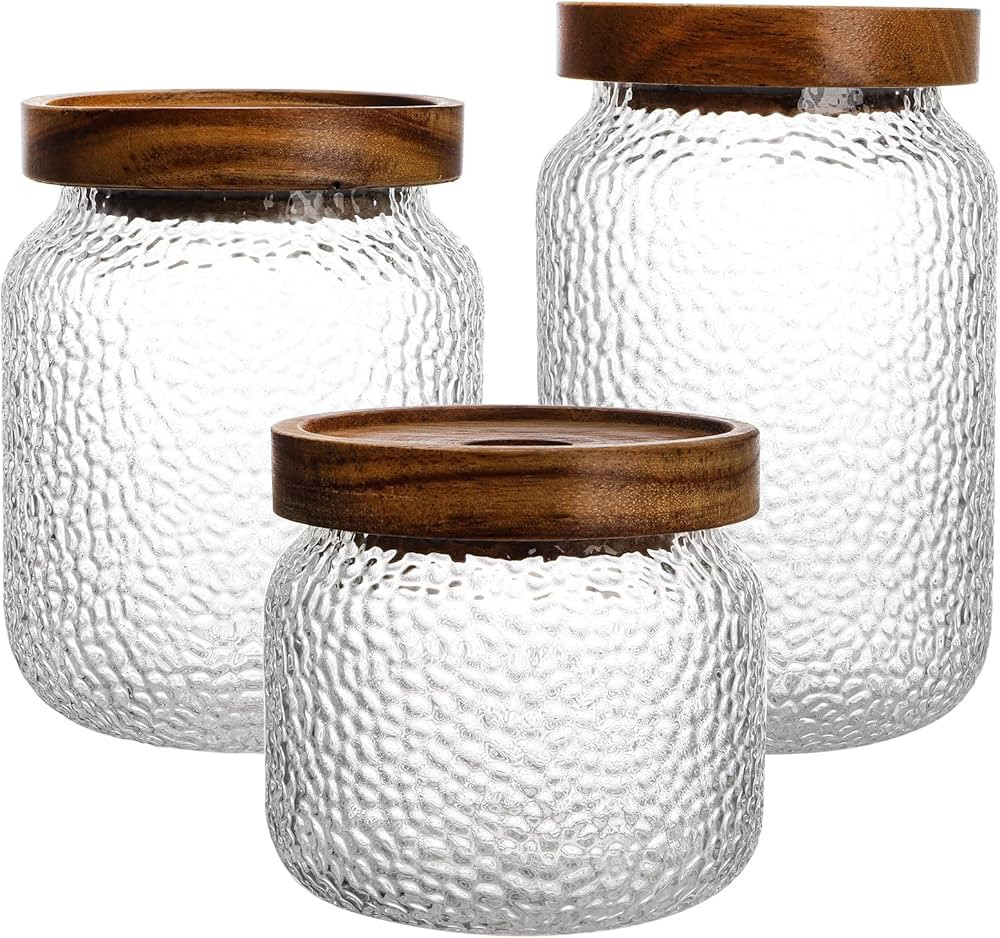 Youeon 3 Pack Glass Storage Jars with Airtight Acacia Lid, 24/20 /10 Oz Glass Jars with Airtight ... | Amazon (US)