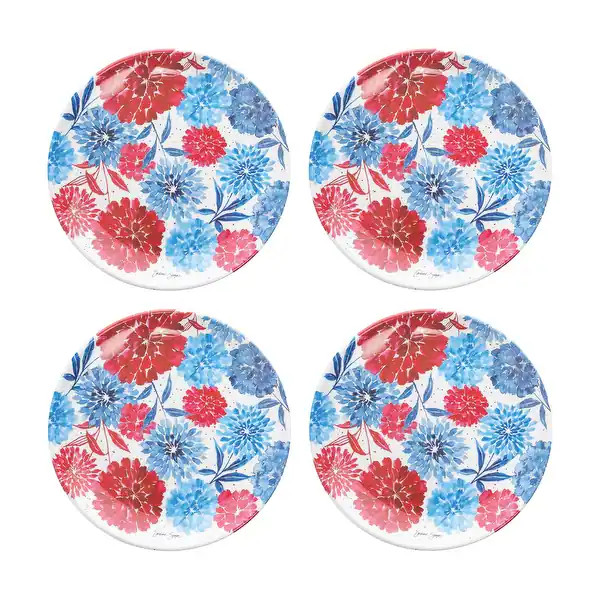 7.75" Floral Patriotic 4th of July Dessert Plate Set of 4 - 7.75" x 7.75" x 0.71" | Bed Bath & Beyond