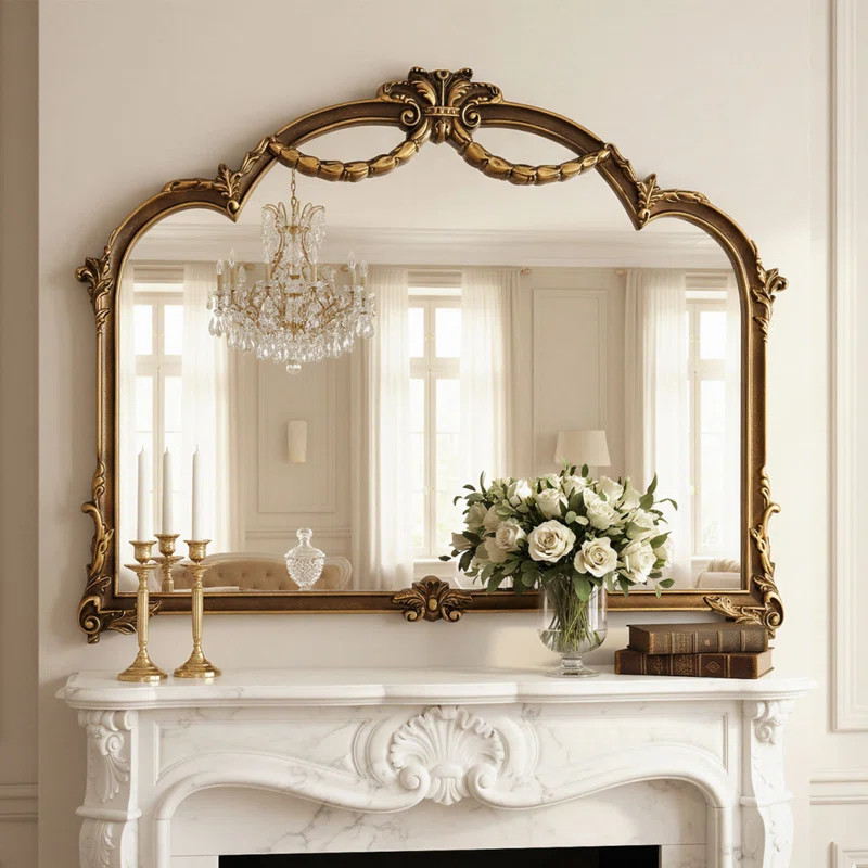 Arch Antique Ornate Wall Mirror with Baroque Metal Frame,Vintage Mirror for Fireplace or Entryway... | Wayfair North America