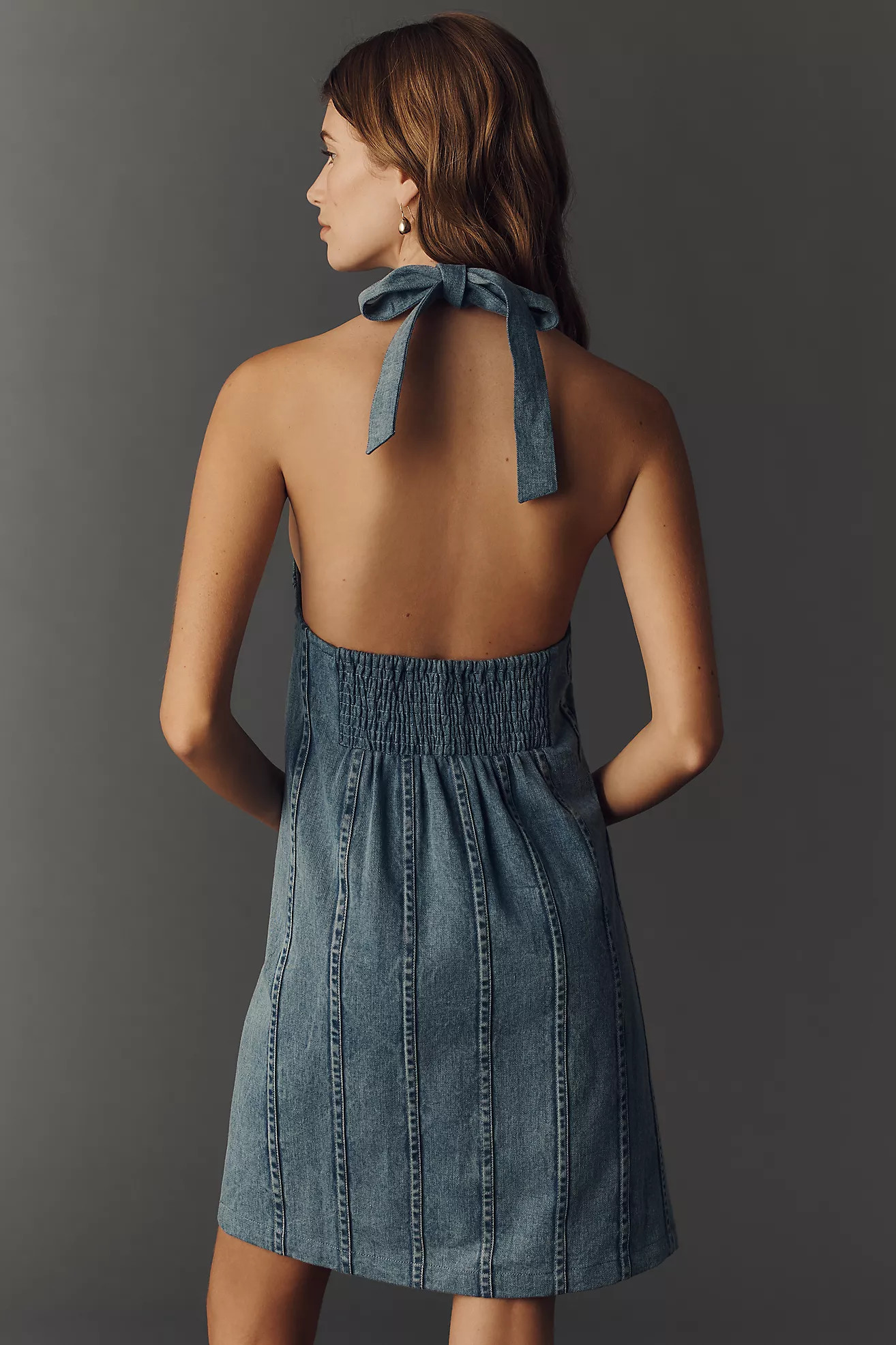 Maeve Deco Denim Halter Dress | Anthropologie (US)