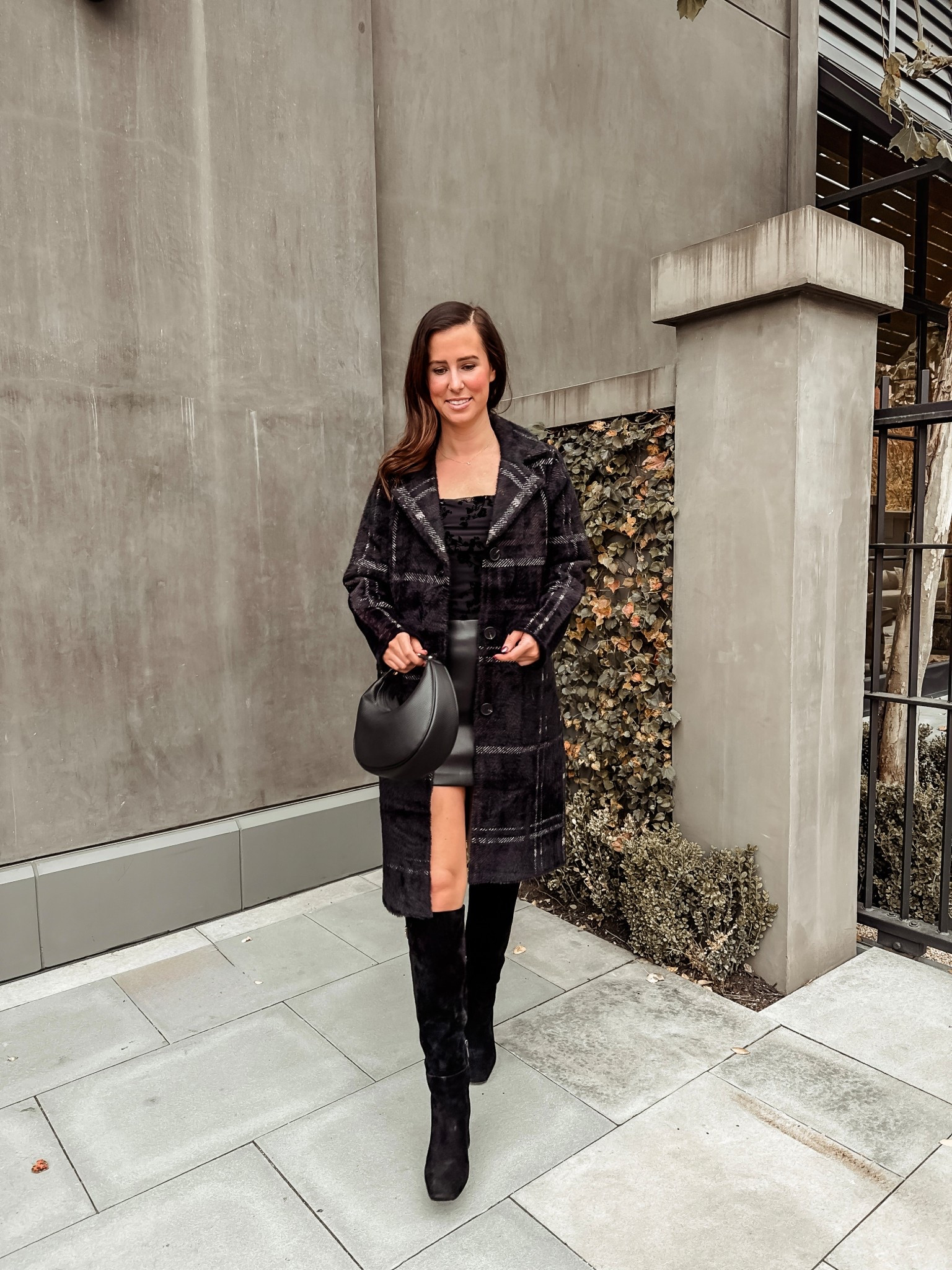 Mini skirt // under $100 // tall boots // winter coat // all black outfit // Abercrombie // Sam Edelman // black boots 

#LTKFindsUnder100 #LTKHoliday #LTKgrwm