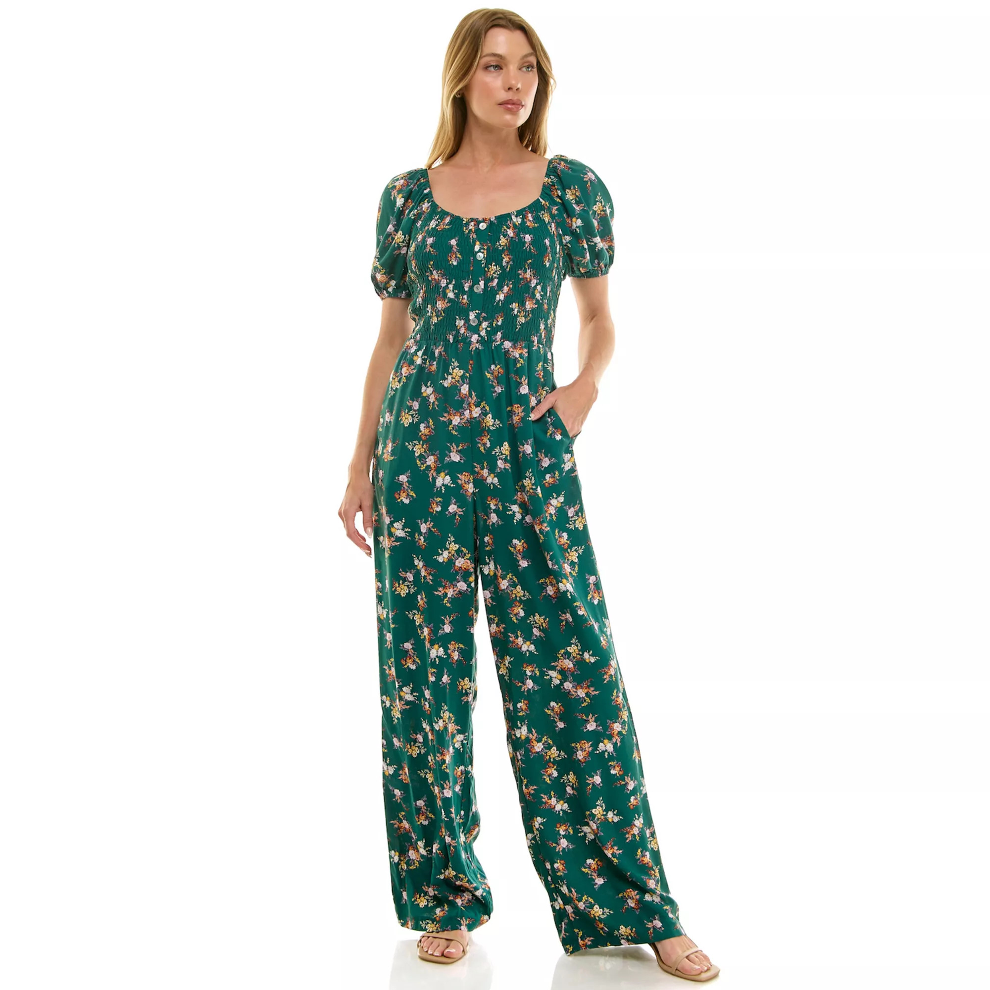 Juniors' Lily Rose Puff Sleeve Jumpsuit | Kohl's