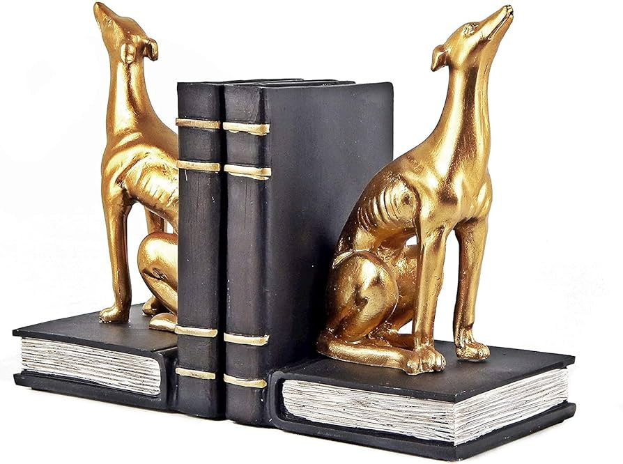 Bellaa 24209 Decorative Books Bookends Greyhound Dog Animal Book Ends Heavy Duty Stoppers Bookshe... | Amazon (US)