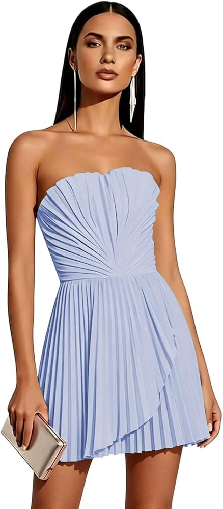 Chiffon Ruched Homecoming Dress Strapless Cocktail Dress 2026 | Amazon (US)