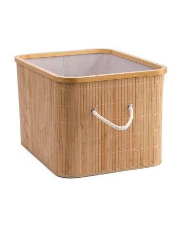 20in Bamboo Bin With Rope Handles | TJ Maxx