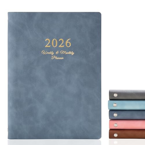 KaiRuiYing 2026 Planner Weekly and Monthly Calender, Jan. 2026 - Dec. 2026, PU Leather Flower Refillable Planner with 12 Monthly Tabs, Best Gifts for Teens Girls and Boys (6.7"x9.1", Dark Blue) | Amazon (US)