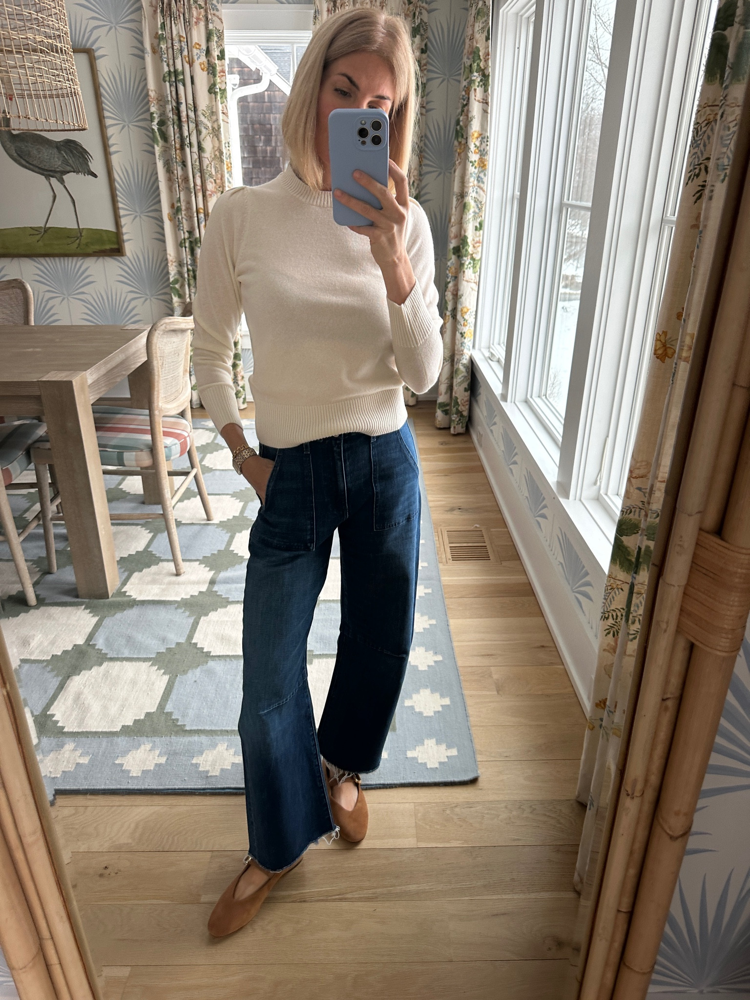 sweater launching Tuesday - new denim - new flats 
