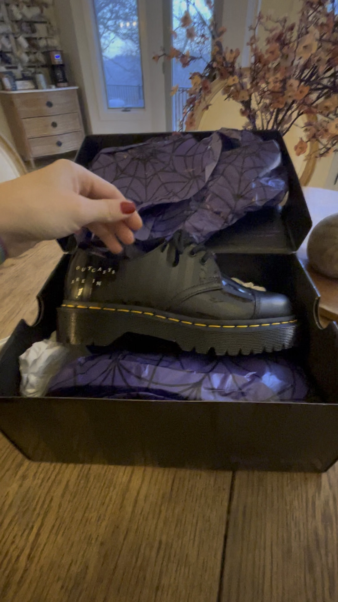 Limited edition Wednesday Addams Dr. Martens. 🕷️🖤