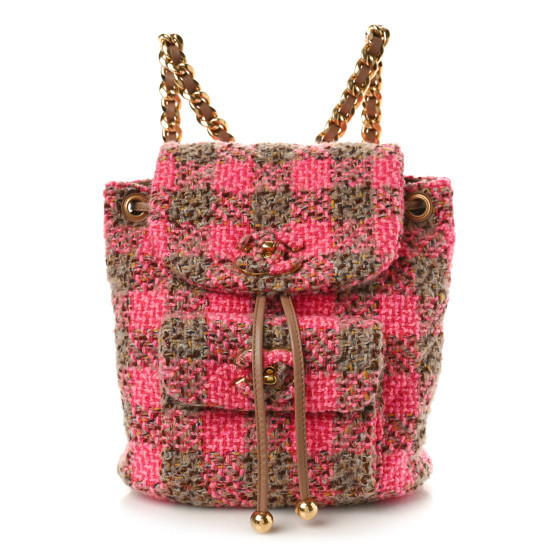 Wool Tweed Elegant Backpack Pink Brown | FASHIONPHILE (US)