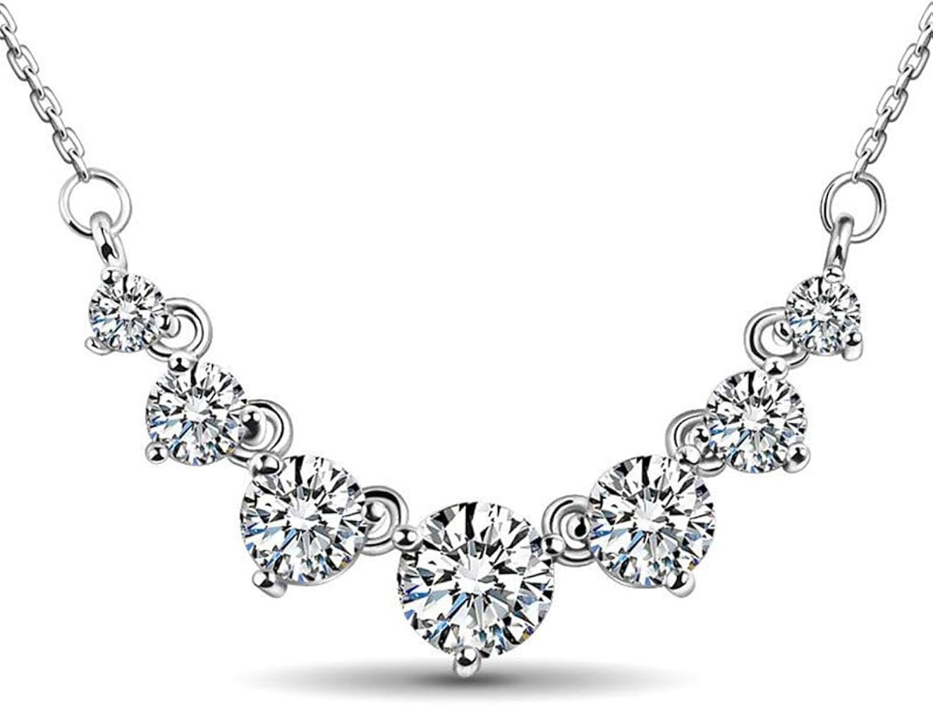 Jeulia Classic Round Cut Stone Pendant Sterling Silver Necklace Best Valentine's Day Gift for Gir... | Amazon (US)