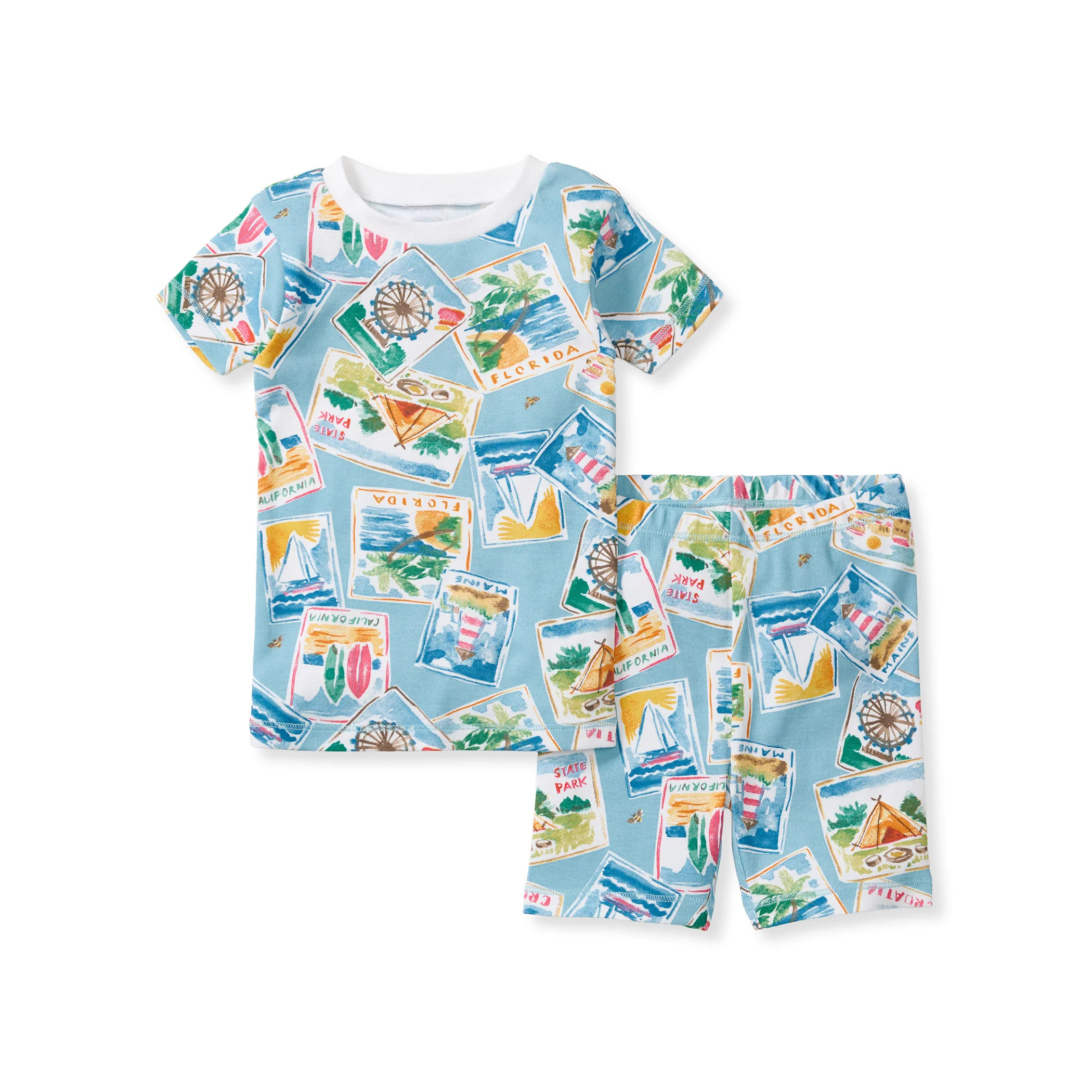 Vacation Postcards Organic Cotton Two-Piece Pajamas | Burts Bees Baby