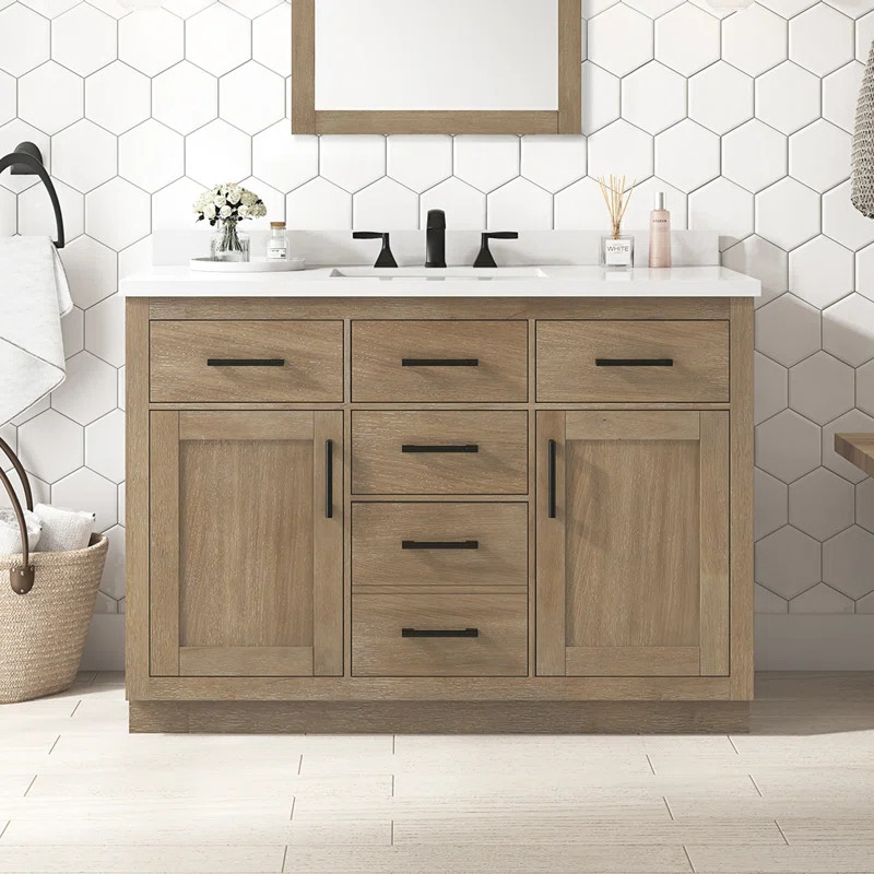 Hopedale 48.03'' Free-standing Single Bathroom Vanity with Quartz Vanity Top | Wayfair North America