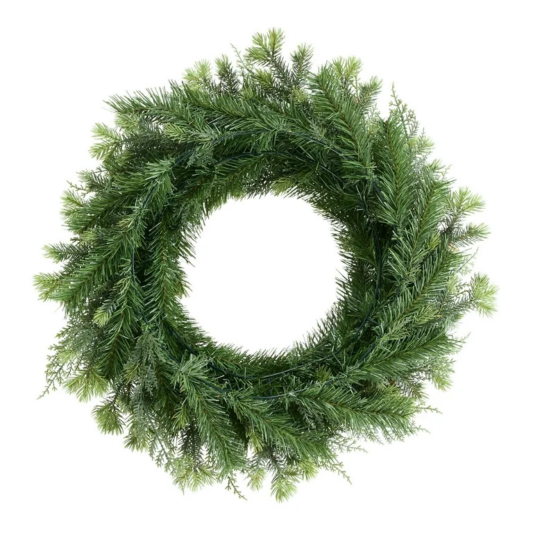 Holiday Time Unlit Sonoma Cypress Evergreen Artificial Christmas Wreath, Green, 24", PE | Walmart (US)