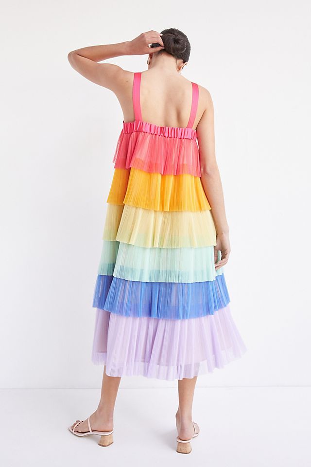 Rainbow Tiered Tulle Maxi Dress | Anthropologie (US)