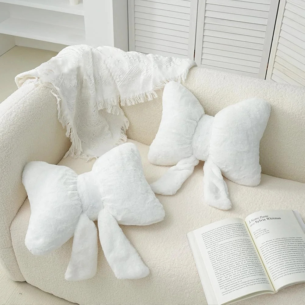 Set of 2 Soft Fleece Lumbar Decorative Pillows for Bed, Sofa, Living Room Decoration, White | Walmart (US)