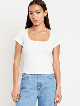 Rib-Knit Button-Down Top | Old Navy (US)