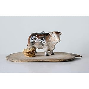 Creative Co-Op Vintage Ceramic Cow Shaped Cookie Jar, Brown | Amazon (US)