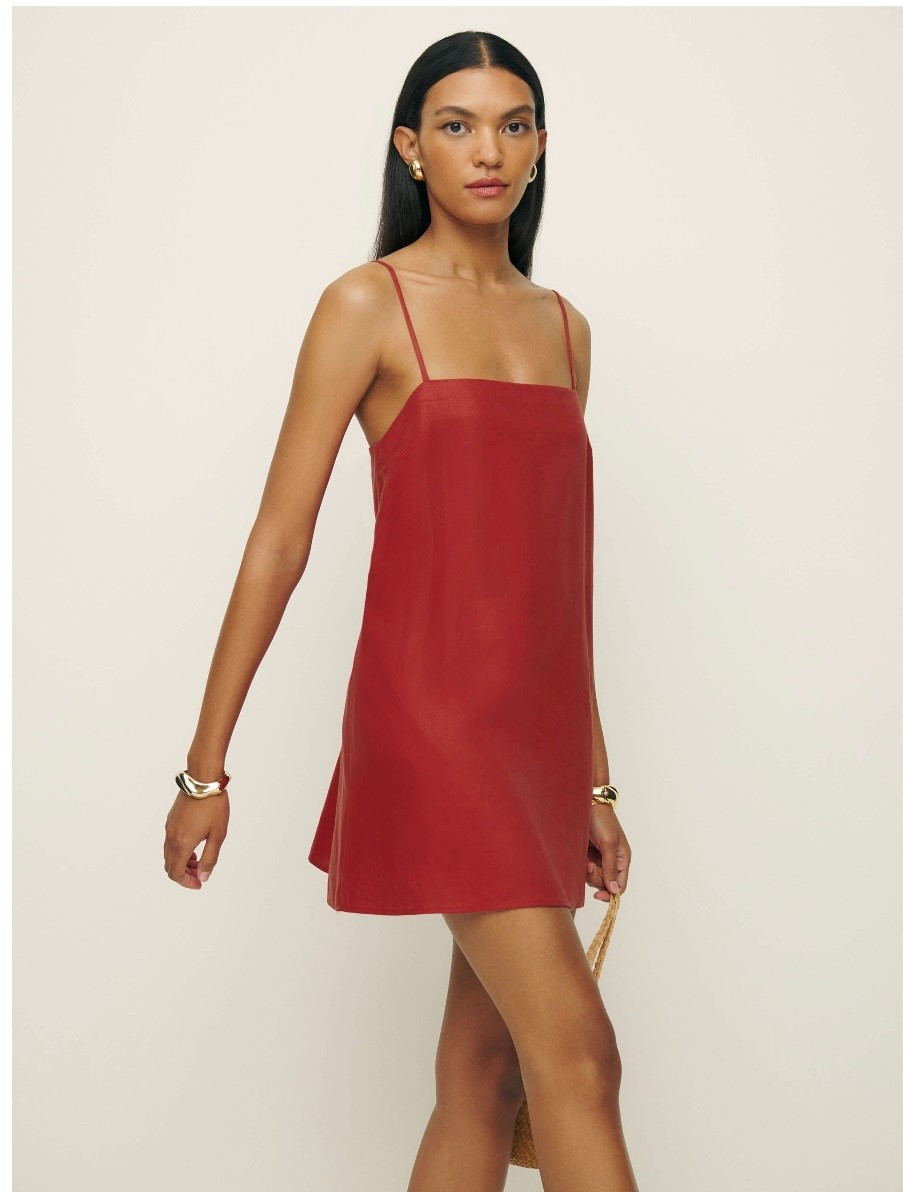For when the temps go up. Shop the Aubree Linen Dress from Reformation, a relaxed fit mini dress with an a-line skirt, straight neckline and adjustable straps.

#LTKValentine #LTKgrwm #LTKootd