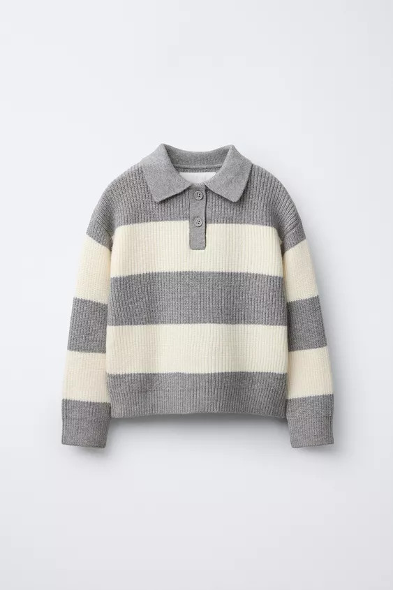 STRIPED KNIT POLO SWEATER | Zara US