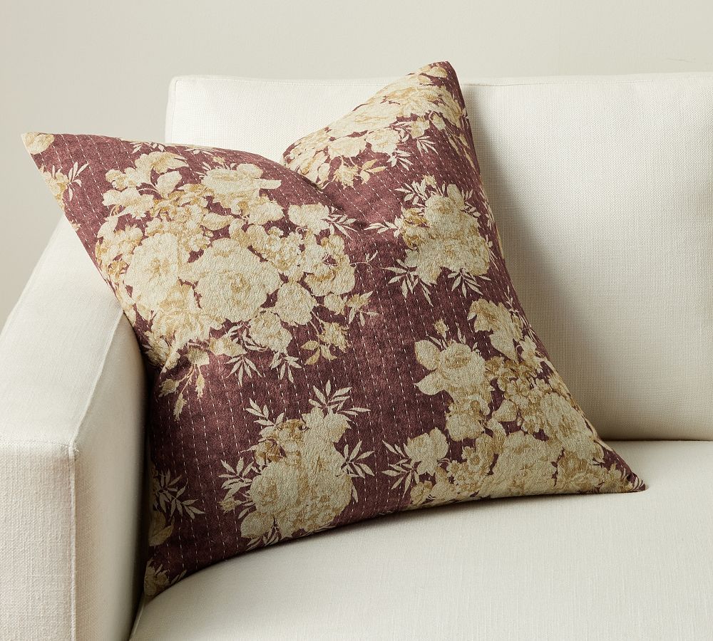 Zenia Floral Quilted Throw Pillow | Pottery Barn (US)