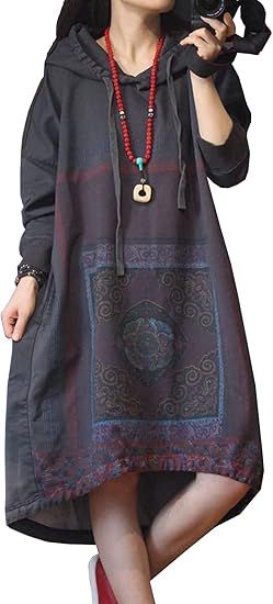YESNO JCJ Women Casual Loose Ethnic Floral Hoodies Sweatshirts Jackets Long Sleeve/Pockets | Amazon (US)