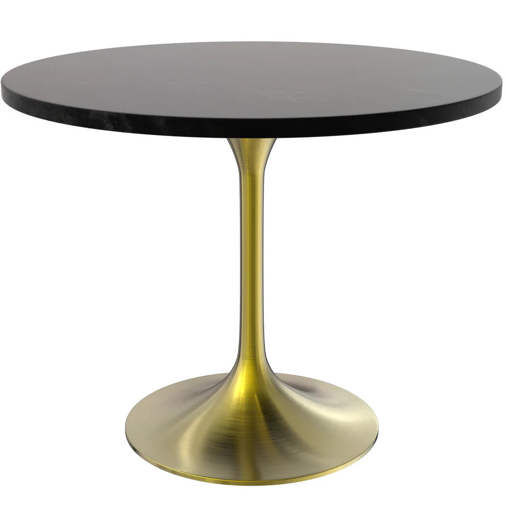 Leisuremod Verve 36 Round Dining Table Brushed Gold Base with Black MDF Top | VT20BG-36BLM | Lowe's