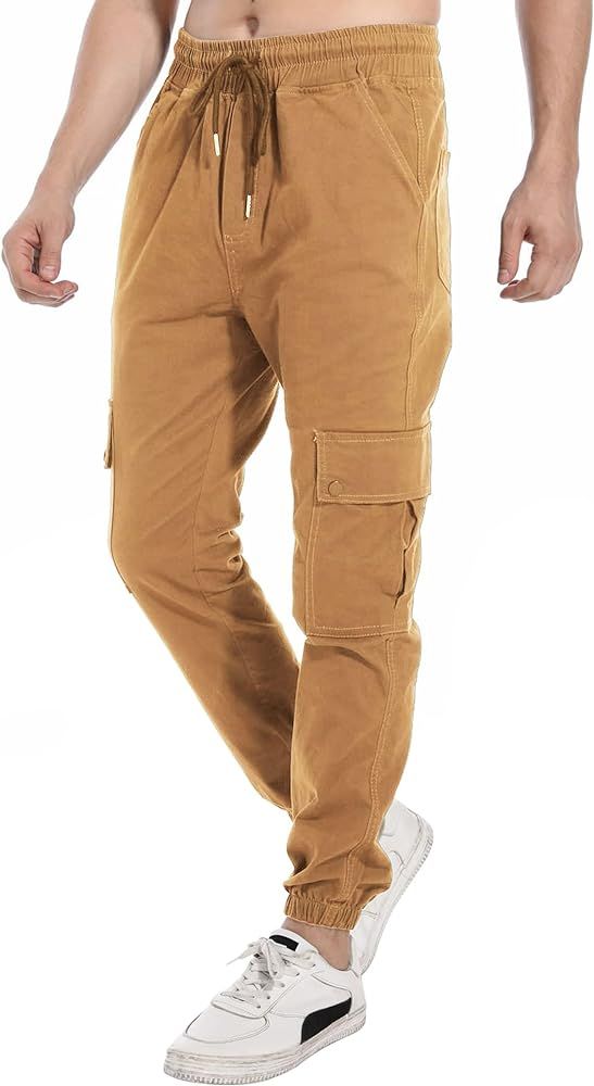 Milin Naco Cargo Pants for Men, Cotton Hiking Pant with 6 Pockets,Stretch Slim Fit Mens Jogger Pants | Amazon (US)