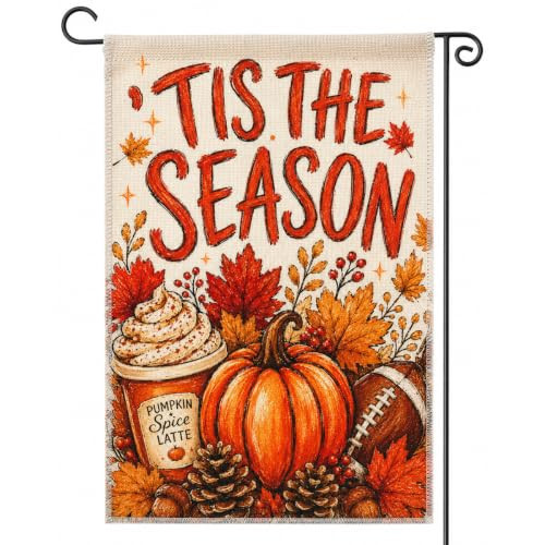 Fall Garden Flag 12x18 Double Sided for Outside, Football Pumpkin Decor | Amazon (US)