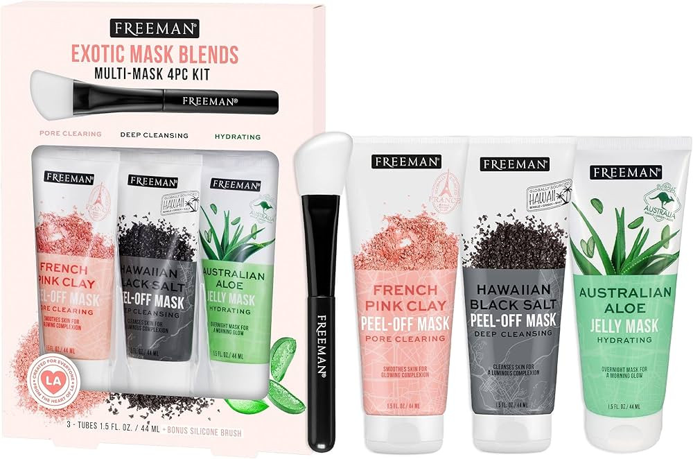 Freeman Exotic Blends Facial Mask 4 Piece Set, Mini Size, Travel Friendly Face Masks, Clearing & ... | Amazon (US)