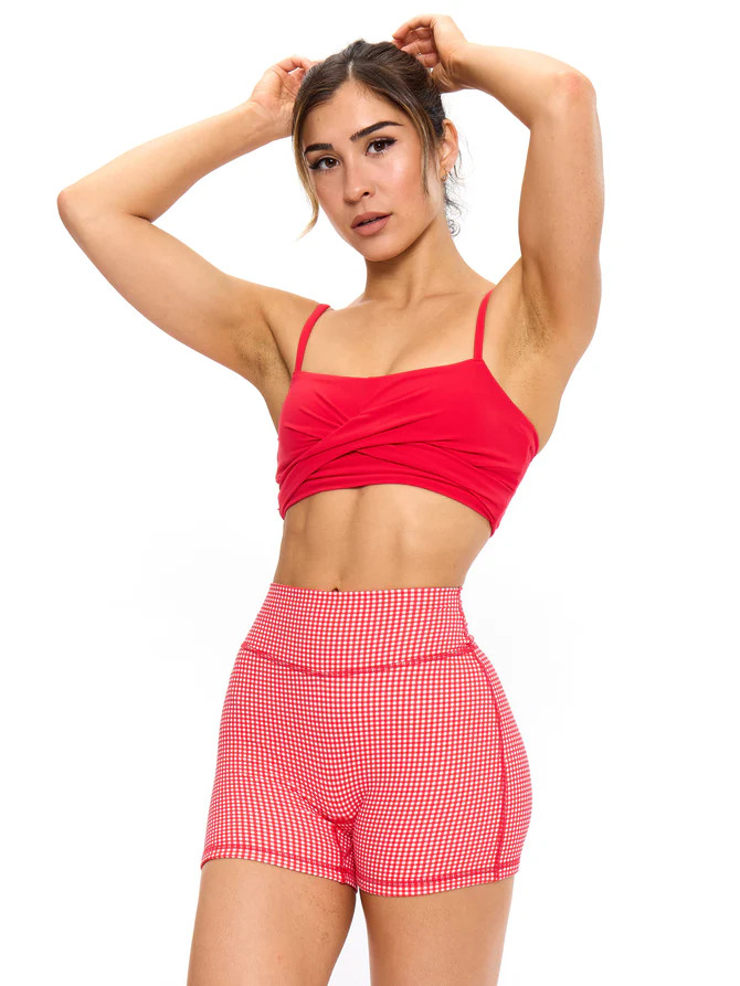 Ivy Wrap Sports Bra - Red Gingham | Buffbunny