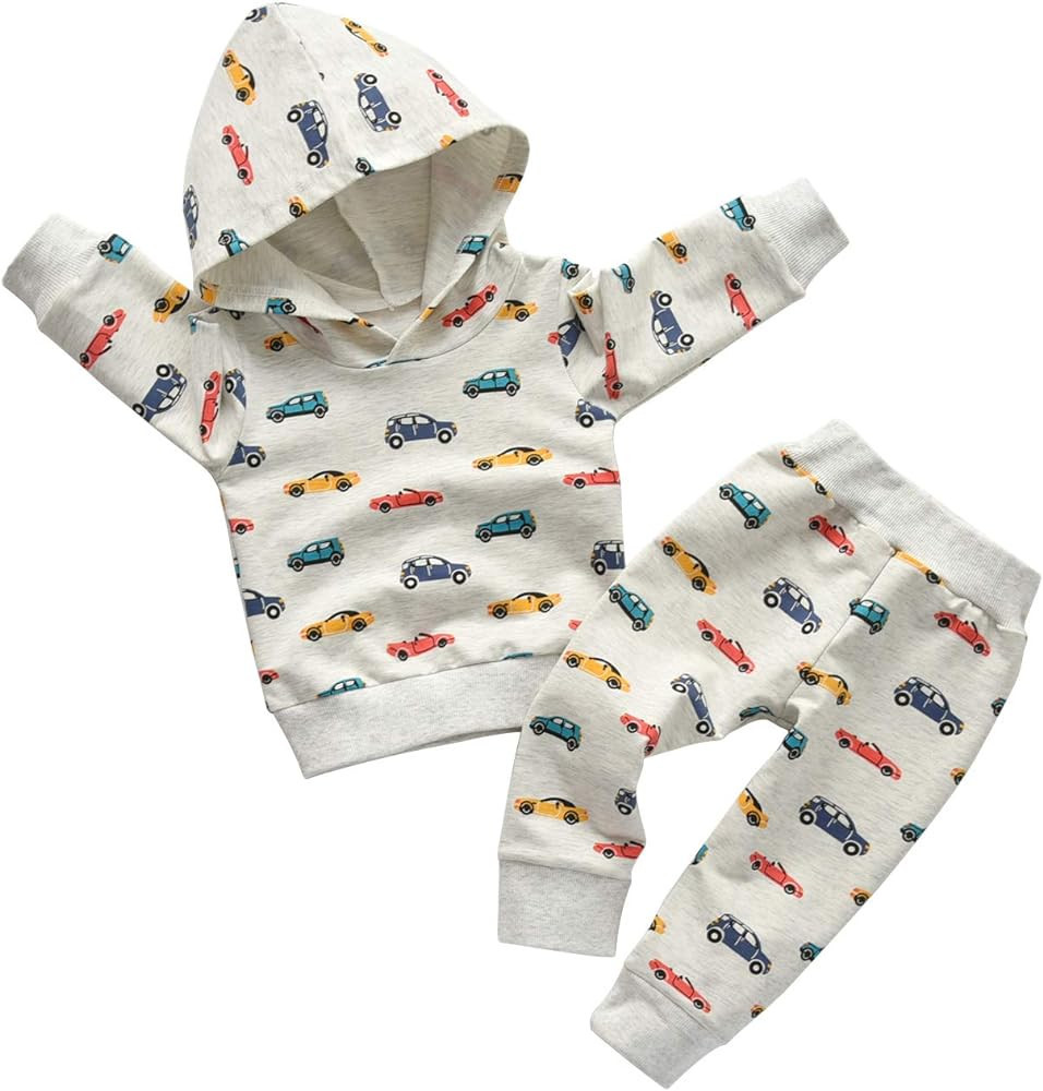Toddler Infant Baby Boy Clothes Animal Style Long Sleeve Hoodie Tops Sweatsuit Pants Outfit Set | Amazon (US)